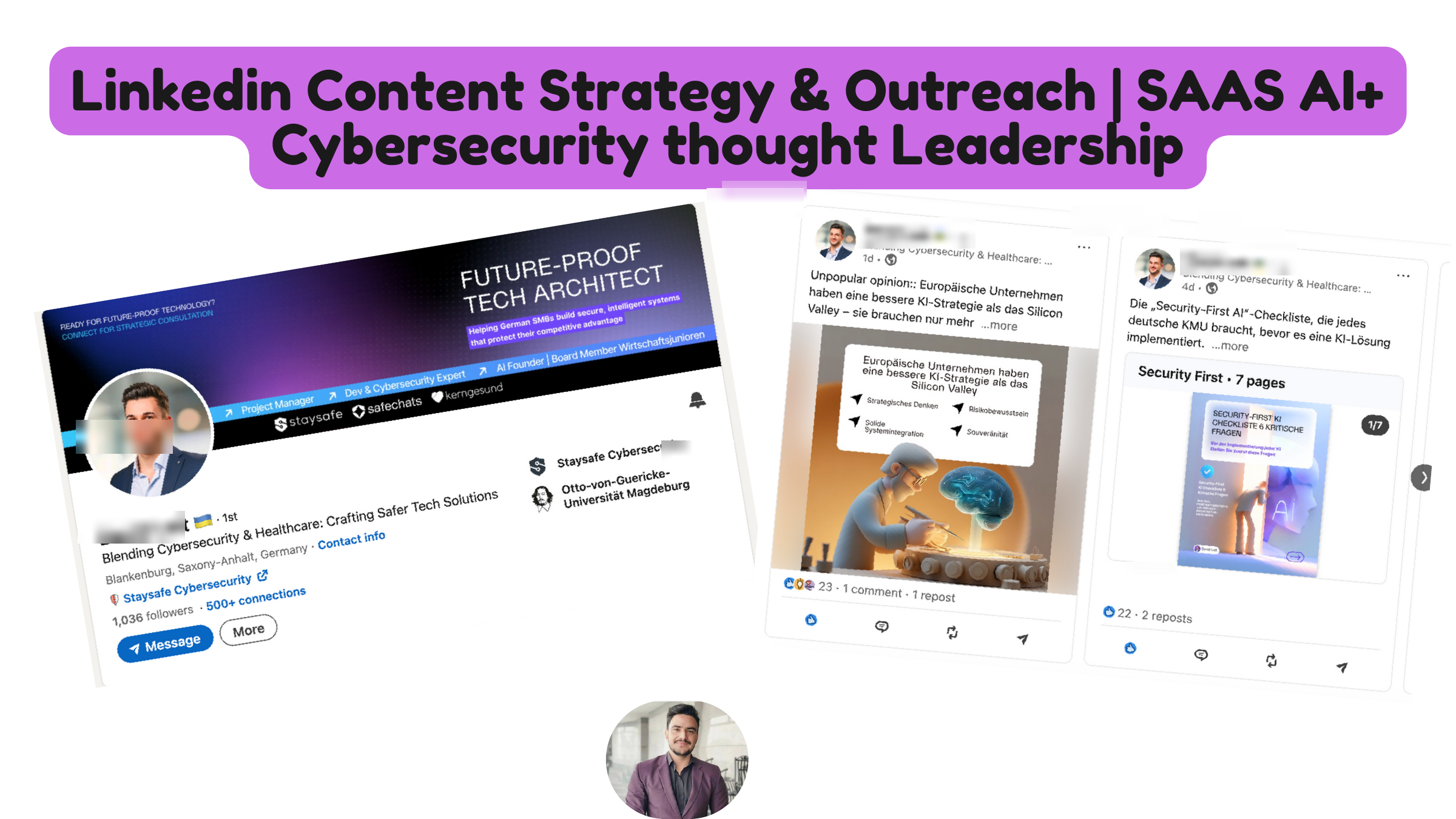 LinkedIn content strategy and outreach for a cybersecurity and AI SaaS founder